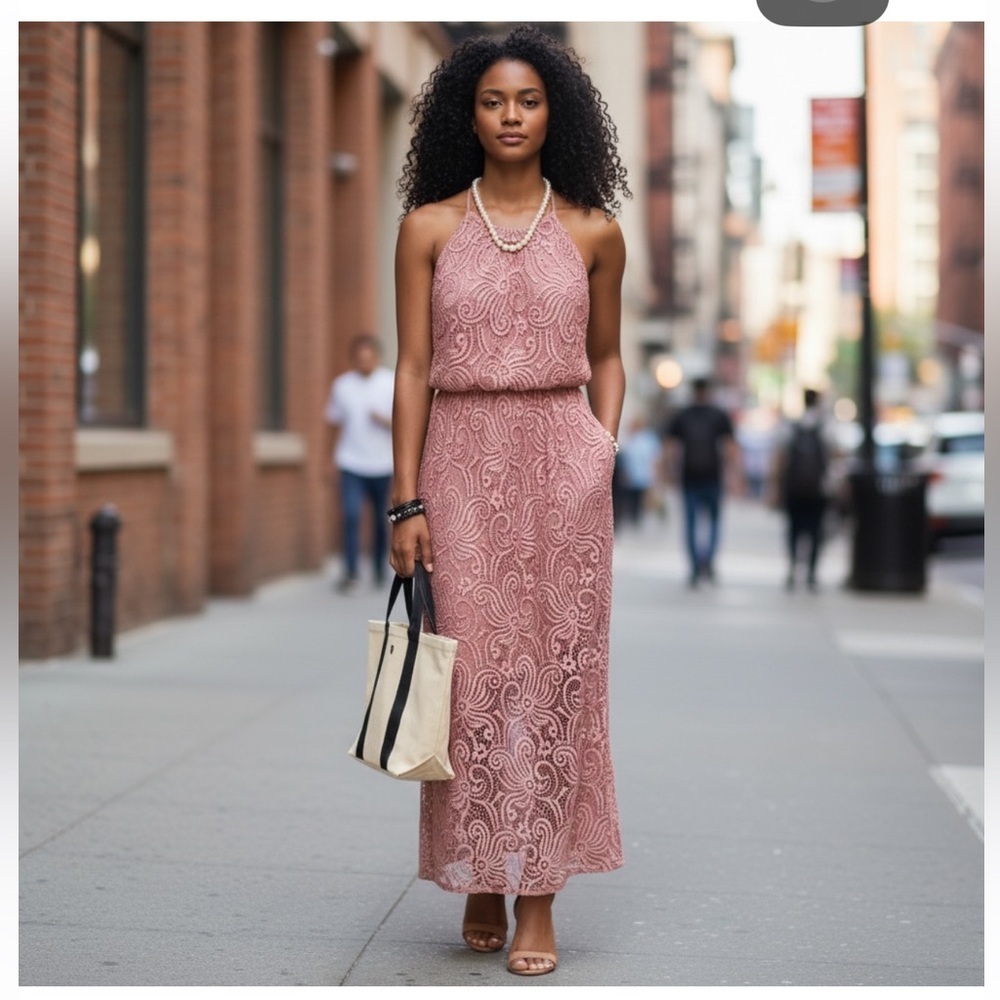 Sweet Storm Blush Lace Maxi Dress☑️
